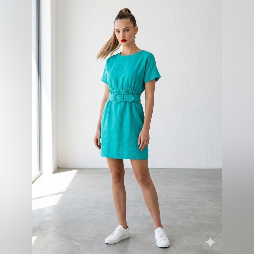 VTG Talbots Linen Green Mini Dress  Women  Size 2 Petite. Y2k Chic
